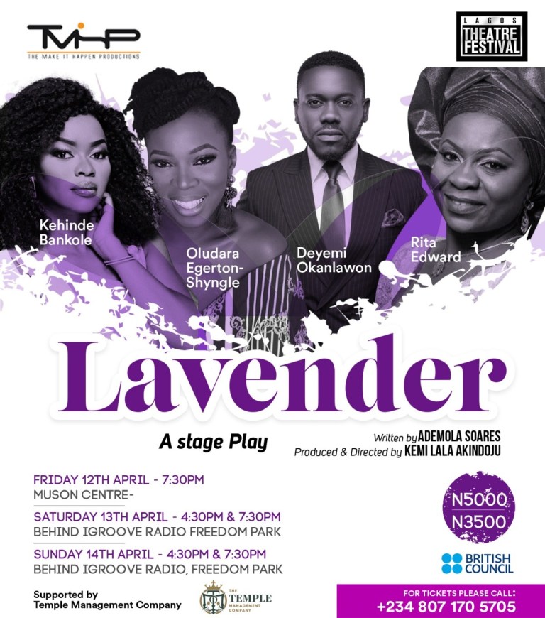 Lala Akindoju New Play ‘Lavender’ To Show During Lagos Theatre Festival