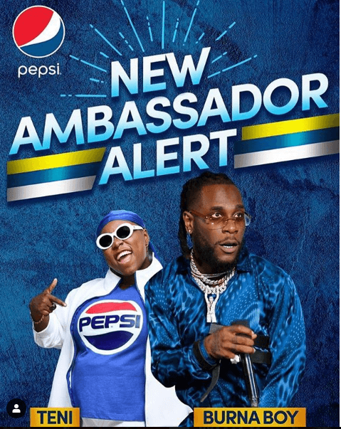 Pepsi Unveils Burna Boy and Teni as New Brand Ambassadors