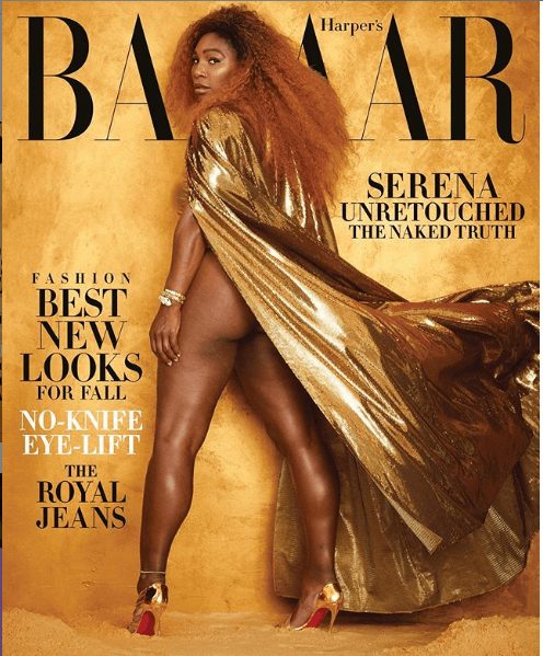 Serena Williams is A Golden Goddess on Cover of Harper’s Bazaar August Issue