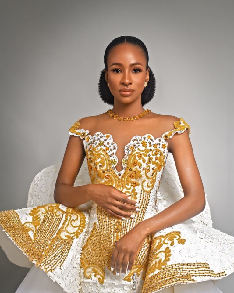 #BBNaija Star, Anto Lecky Stuns In Bridal Collection, “Desert Rose”