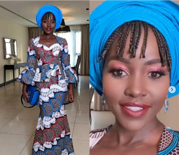 Pics: Lupita Nyong’o Debuts Lagos Slay Queen Look