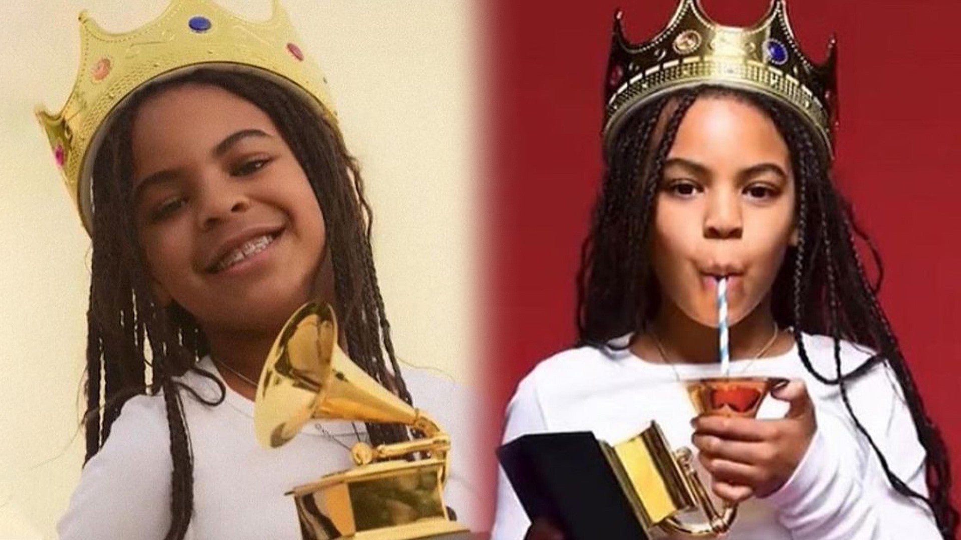 Blue Ivy Carter Drinks from Grammy Award