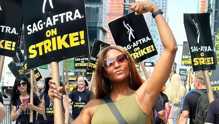 Osas Ighodaro joins SAG-AFTRA strike in hollywood