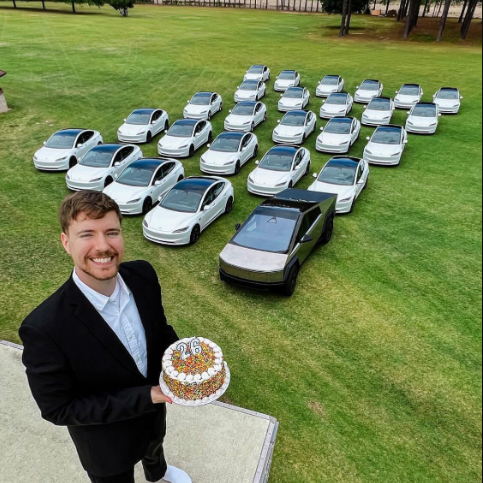 MrBeast gives away 26 Tesla cars on 26th birthday