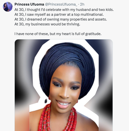 “At 30, I thought I’d be celebrating with my family”- A Nigerian lady writes on social media