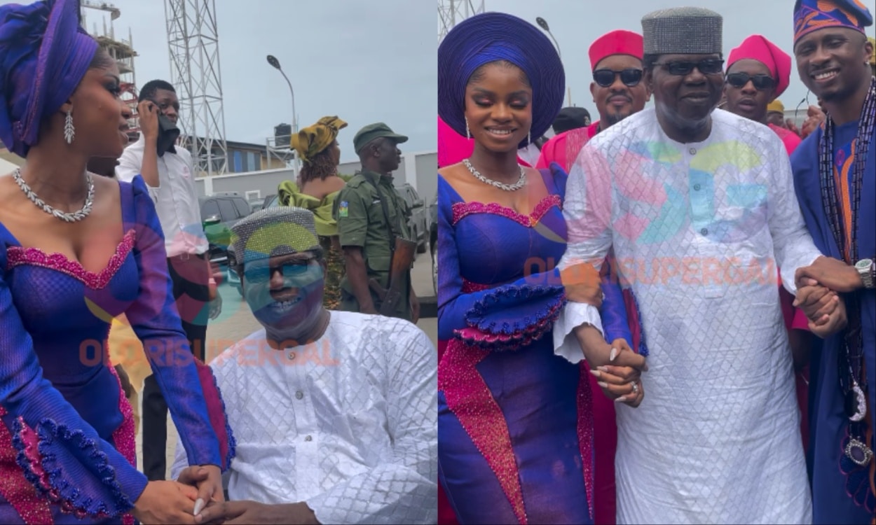 Veteran singer Ebenezer Obey makes special appearance at Iyabo Ojo’s daughter’s wedding (video)