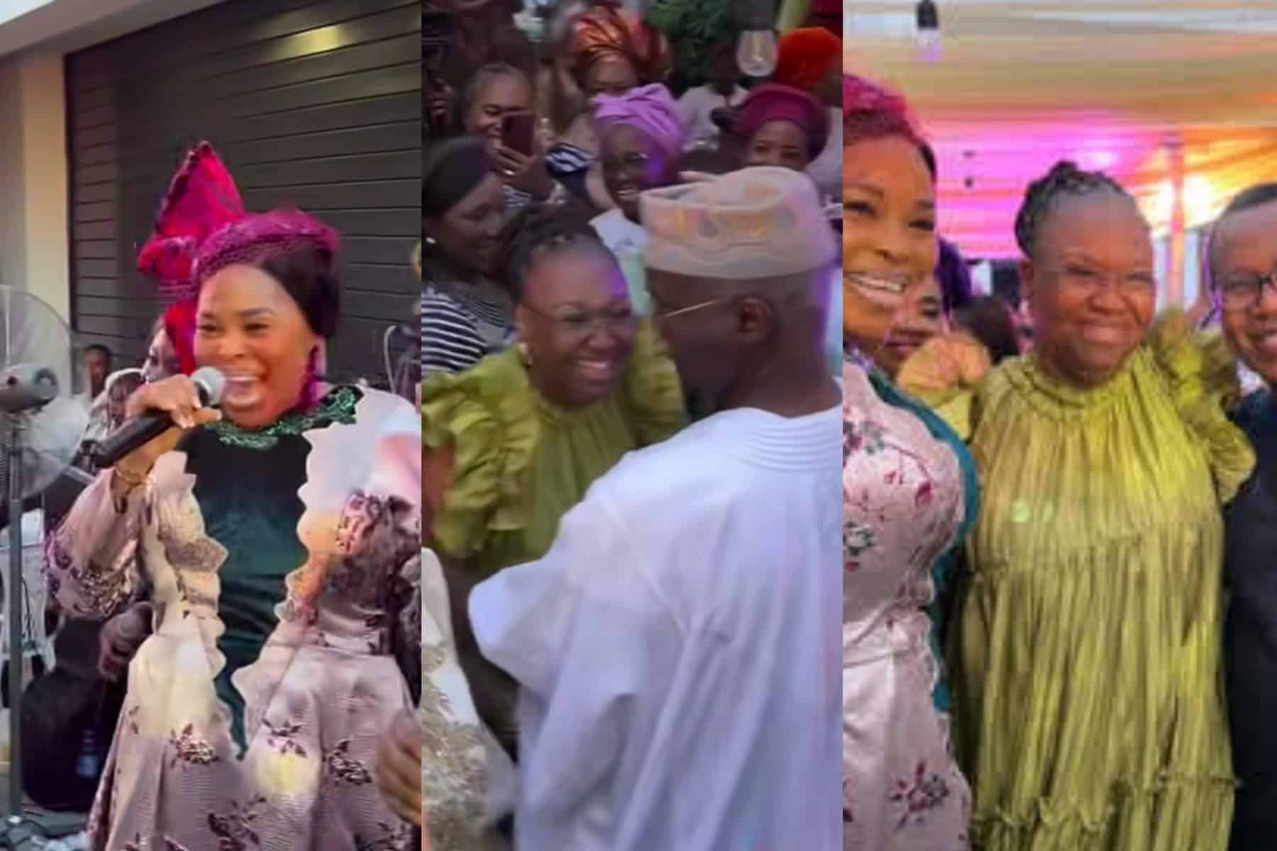 Reactions as Tope Alabi performs at Fashola’s party, days after shunning Lizzy Anjorin’s birthday party