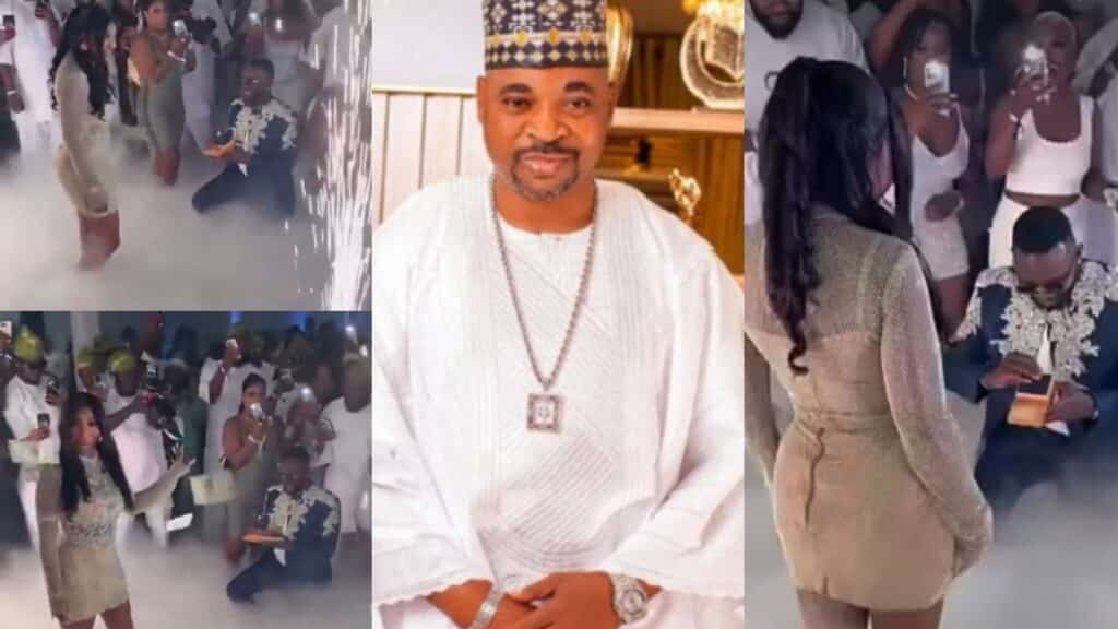 ‘Money na water’- Nigerians react as MC Oluomo’s daughter gets engaged in lavish birthday bash in America