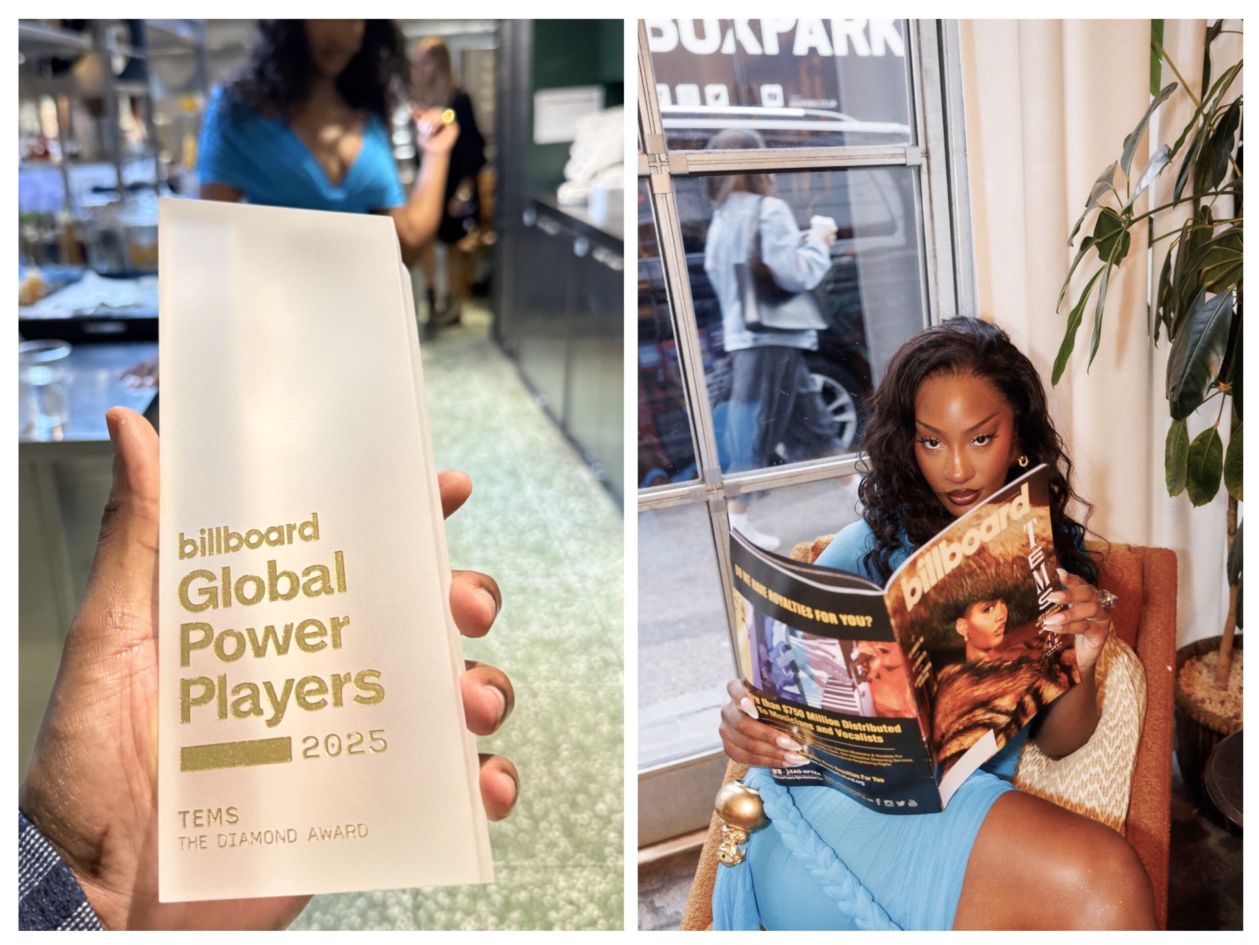 Tems receives Diamond Award at Billboard Global Power Players event in London