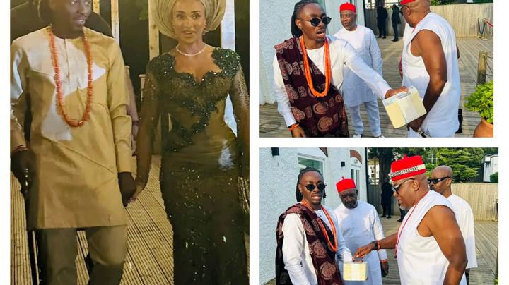 Crystal Palace player, Eberechi Eze walks down the aisle with partner in London