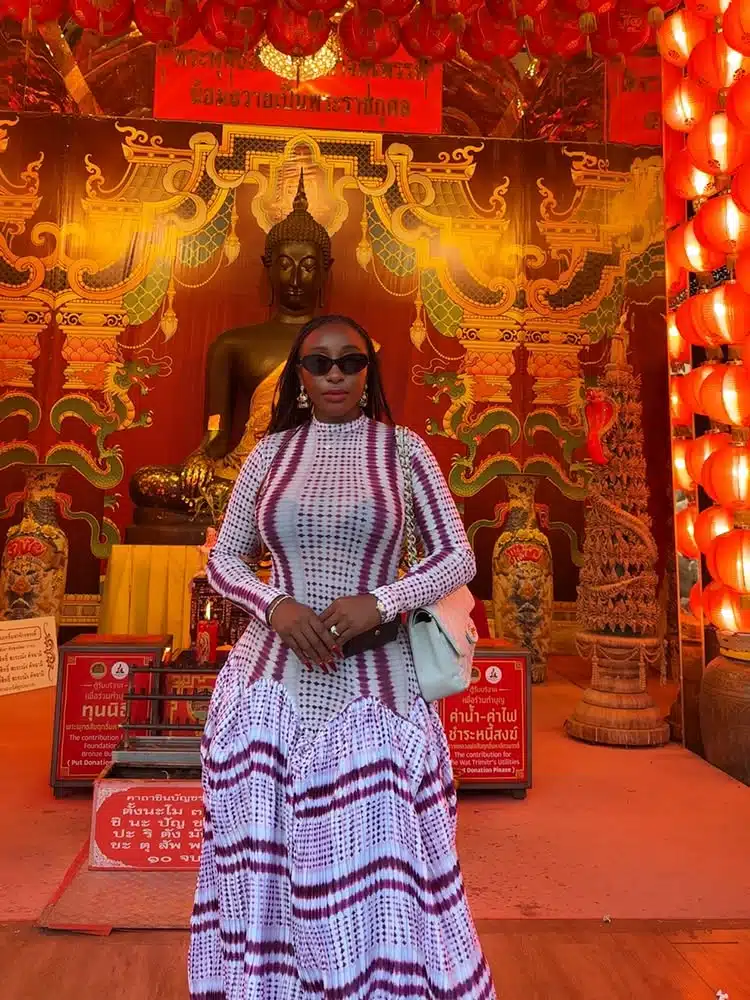 Ini Edo visits Buddha Temple, prays for Nigeria’s healing