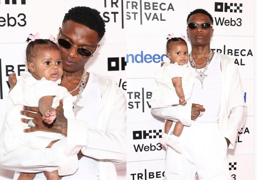 Wizkid makes first public appearance with 6-month-old daughter at his documentary premiere