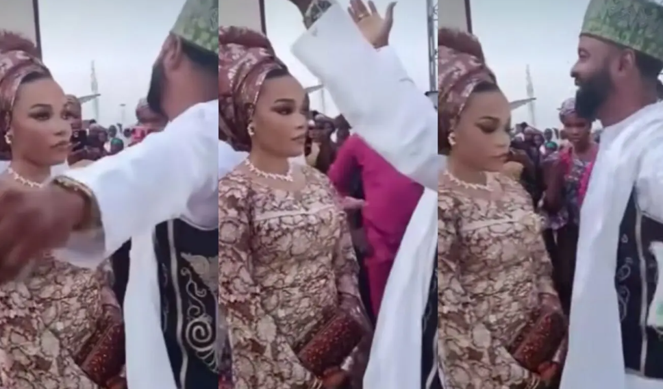 Dem force the marriage?- Netizens mock actor, Akin Olaiya following new wife’s facial expression