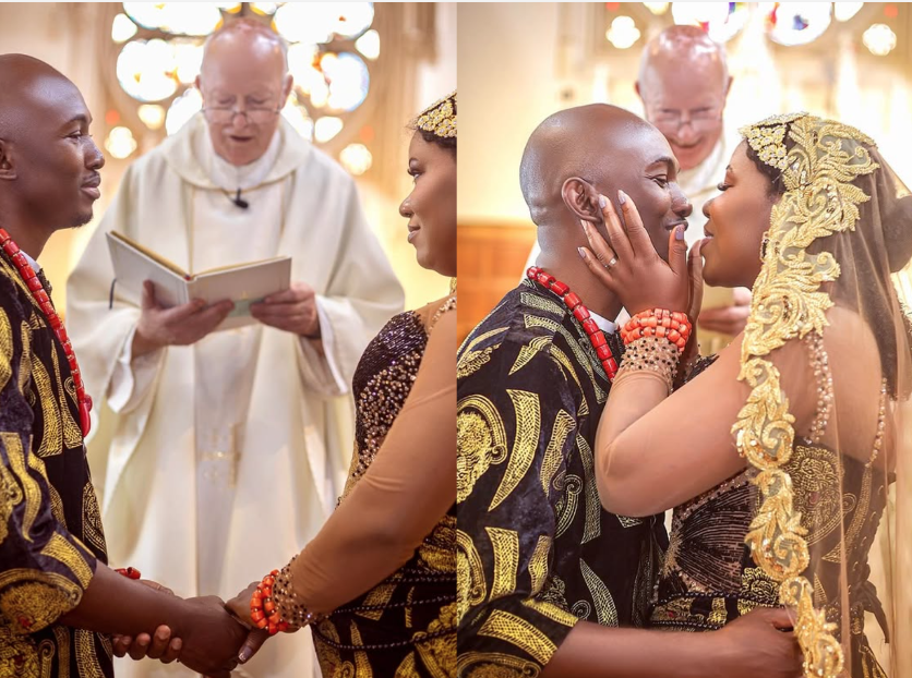 Nigerian Couple Ditches ‘Suit and White Gown’ Rock Ishiagu For White Wedding