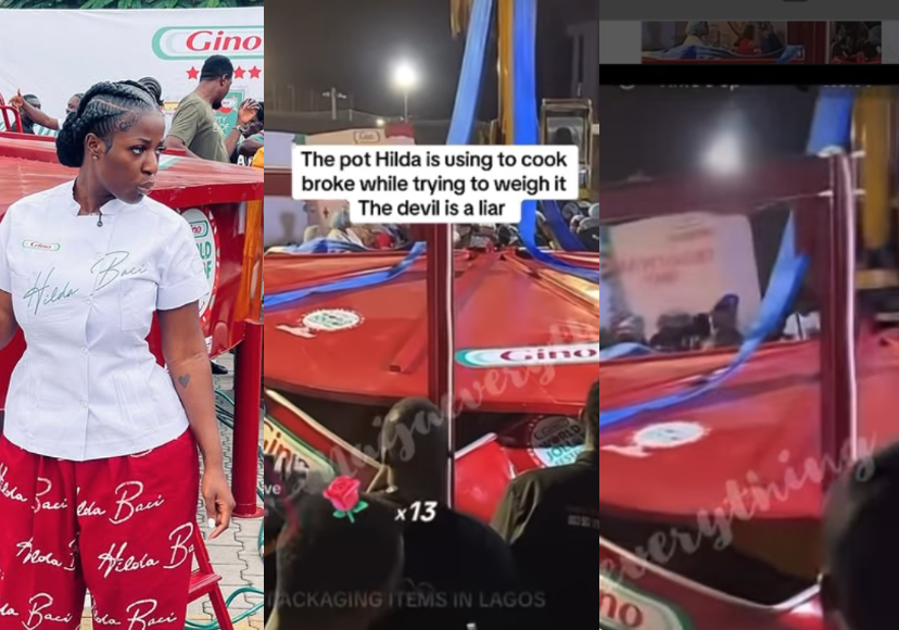 Their Calculations Must Have Been Wrong – Nigerians React as Hilda Baci’s Giant Jollof Rice Pot Collapses (Photos)