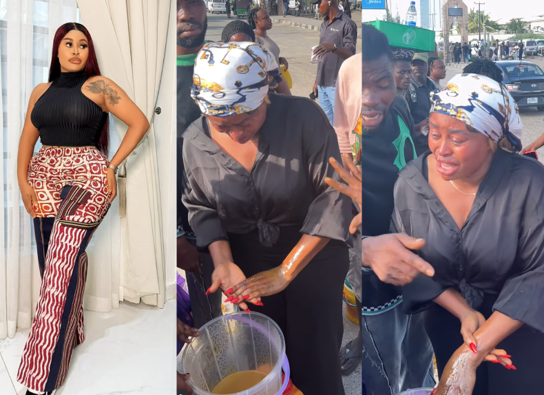 Actress Sarah Martins In Tears After Being Beaten, Harassed For Cooking On Lagos Street (Video)