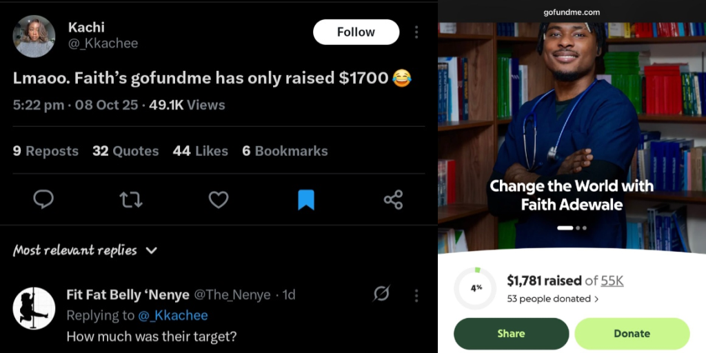 Mockery as Faith’s $55,000 GoFundMe Campaign Struggles, See How Much Raised So Far