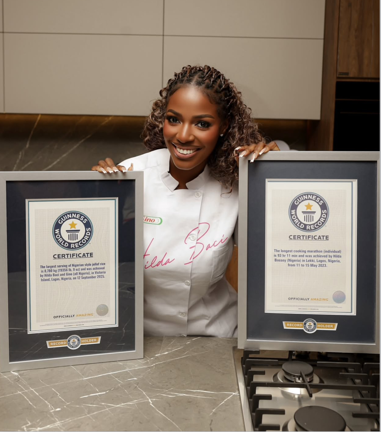 Hilda Baci Receives Guinness World Record Plaque for Largest Pot of Jollof Rice