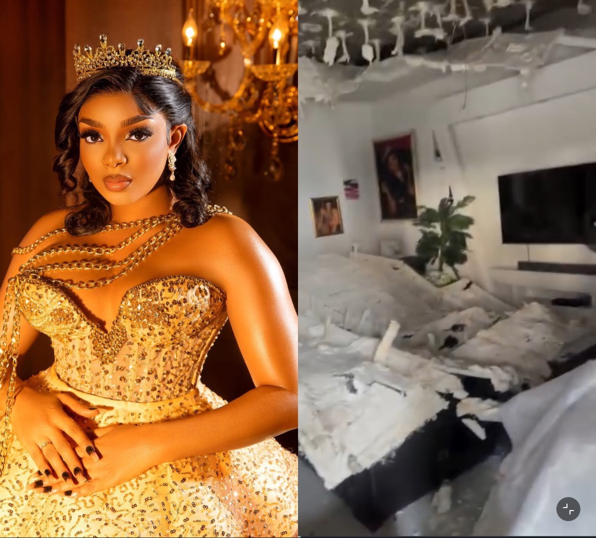 BBNaija Star Queen Atang Thanks God After POP Ceiling Crashes Down