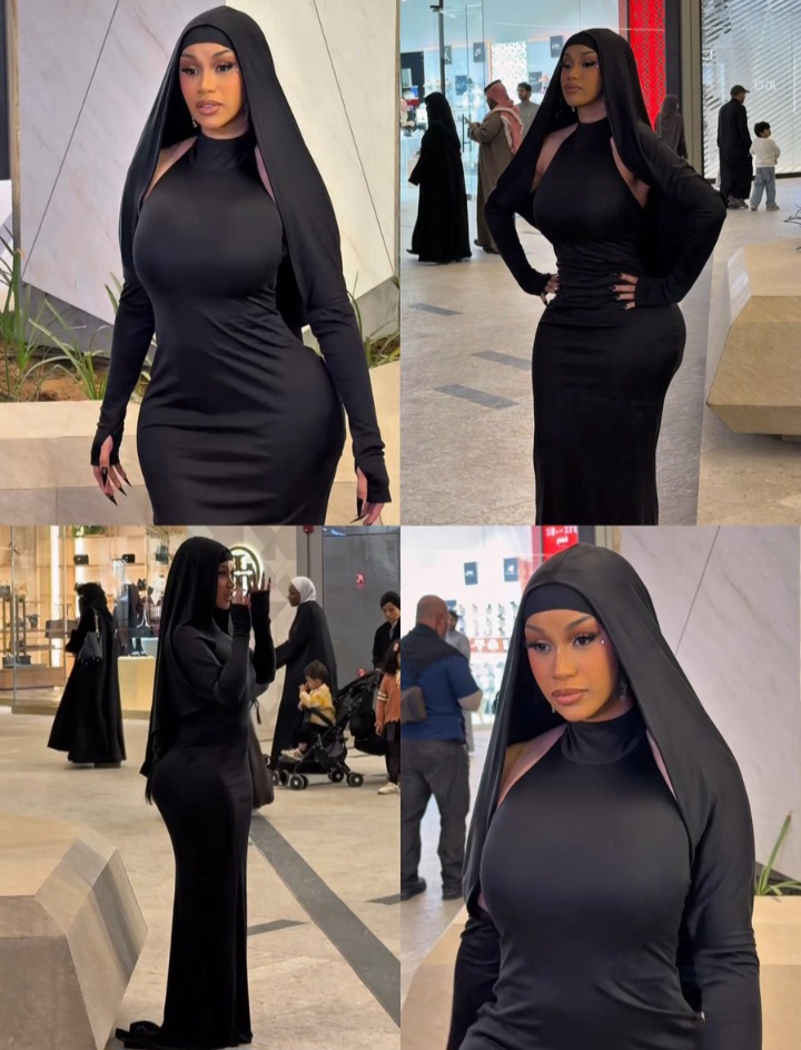 Cardi B Spotted Shopping in Saudi Arabia in Stunning Black Gown (Photos)