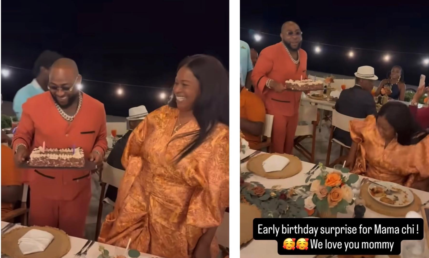 Heartwarming Moment Davido’s Mother-In-Law Was Treated to Surprise Birthday Celebration in Canouan Island
