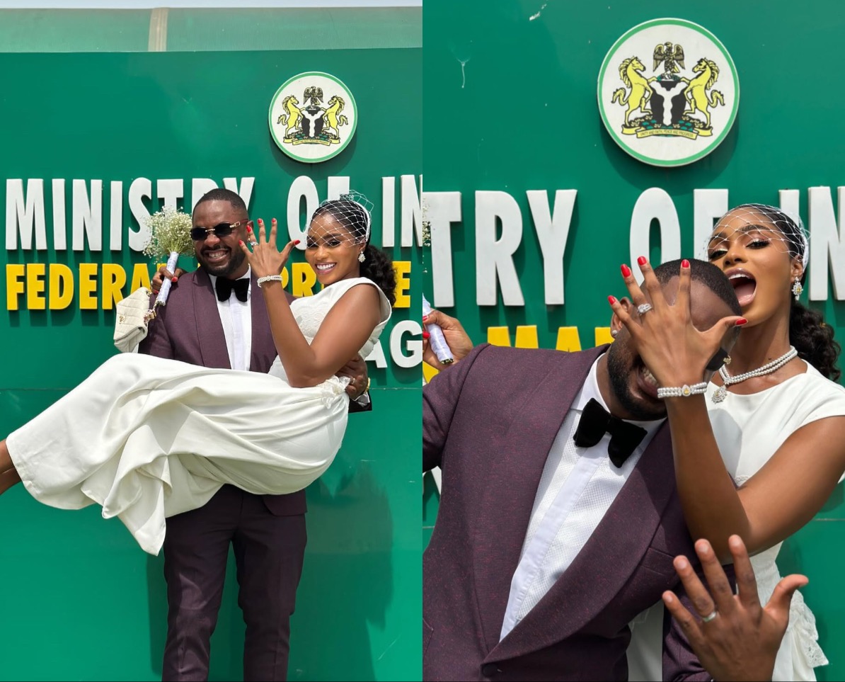 Ex-BBNaija Star Cross Okonkwo and Wife Chinonso Flash Stunning Rings After Legal Wedding