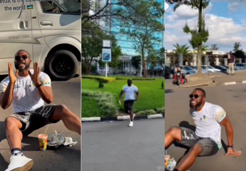 PHOTOS: What Rwanda Police did to Nigerian TikToker Eating on the Road