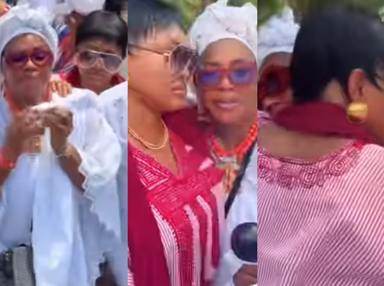 I Know How Heavy This Moment Is – Mercy Aigbe Consoles Faithia Williams as She Breaks Down at Mother’s Burial