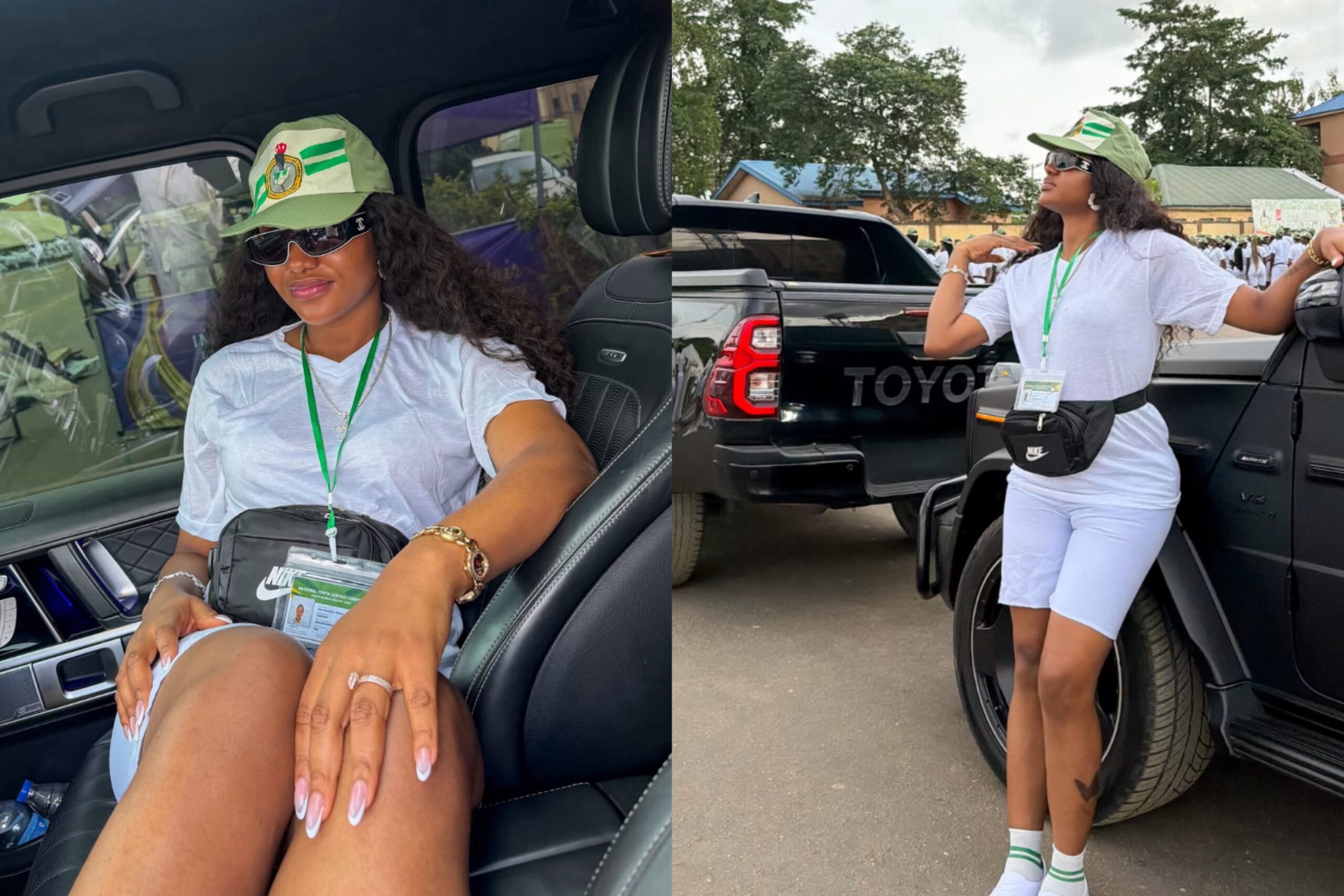 BBNaija Star Chomzy Stirs Internet After Video of Her Chilling in Luxury SUV During NYSC Parade Goes Viral