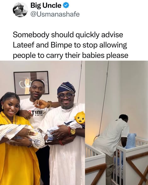 Concerns as Fans Warn Lateef Adedimeji and Mo’Bimpe Over Handling of Newborn Triplet