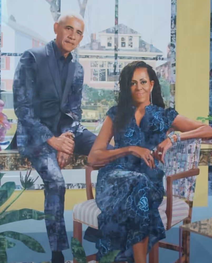 Michelle Obama Reacts As Dora Akunyili’s Daughter Designs New Joint Portrait with Husband, Barack