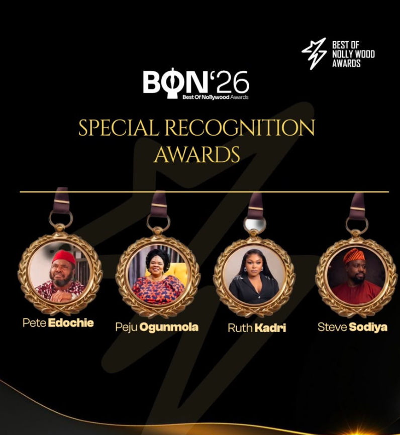 Pete Edochie, Peju Ogunmola, Steve Sodiya, Ruth Kadiri To Receive Top Honours At 2026 BON Awards