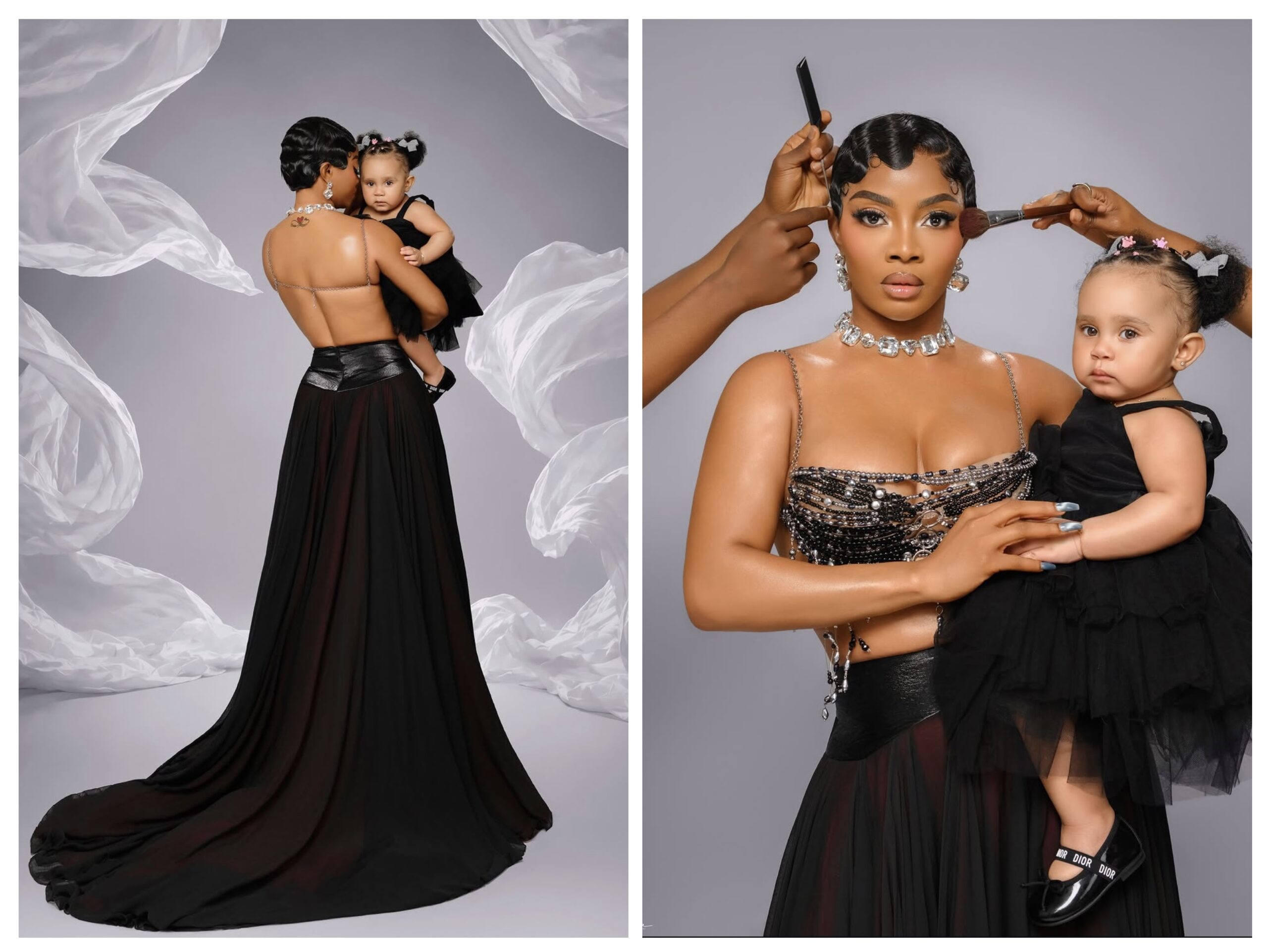 Media Personality Toke Makinwa Stuns in Matching Outfit With Daughter Yakira Days After First Birthday (PHOTOS)