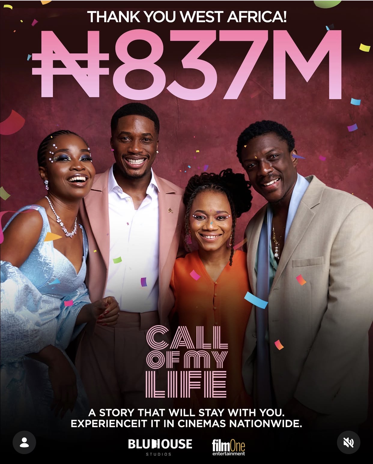 Call of My Life Crosses ₦837 million at The Box Office