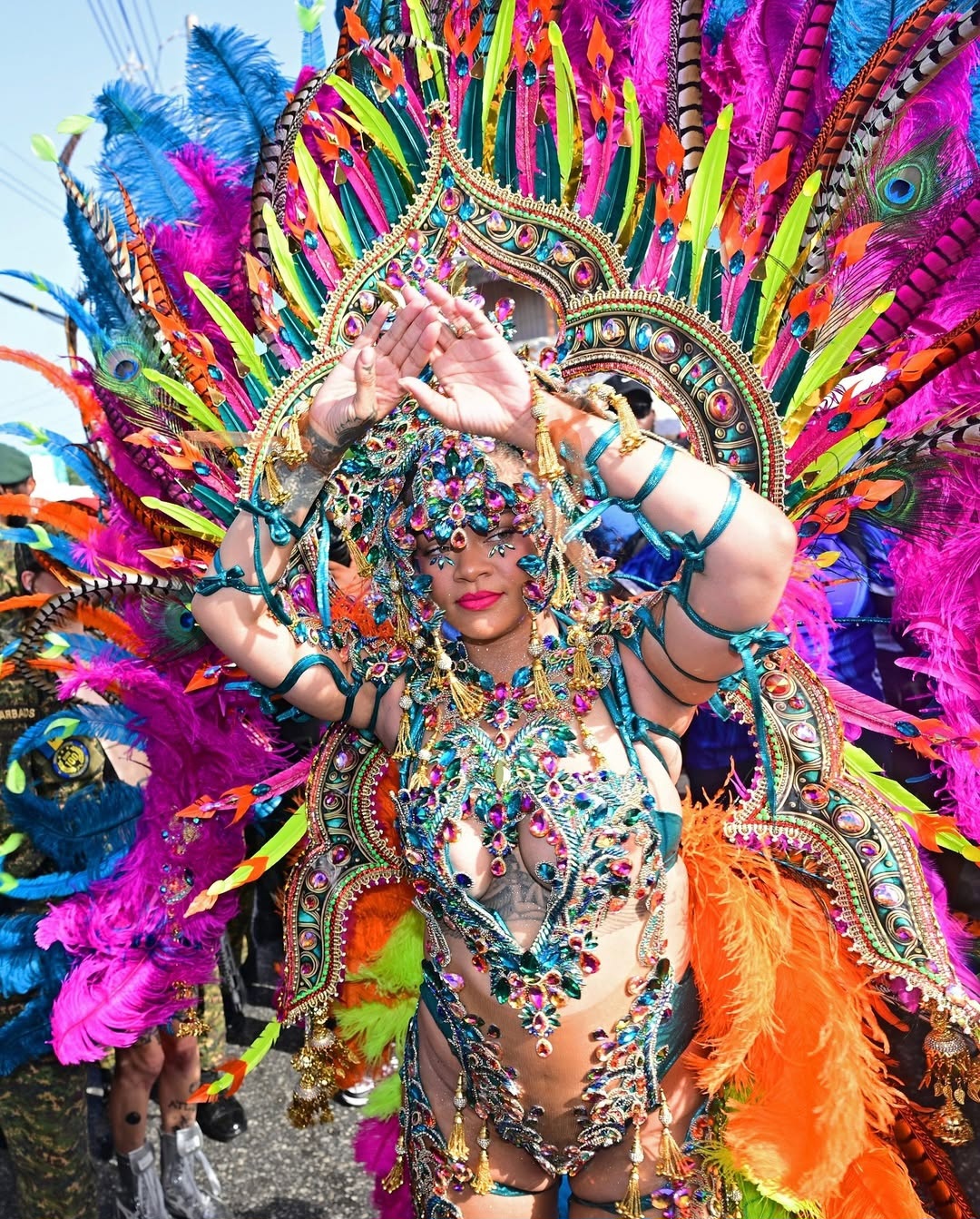 Singer Rihanna Bares Skin with Traditional Attire in Barbados Carnival (Photos)
